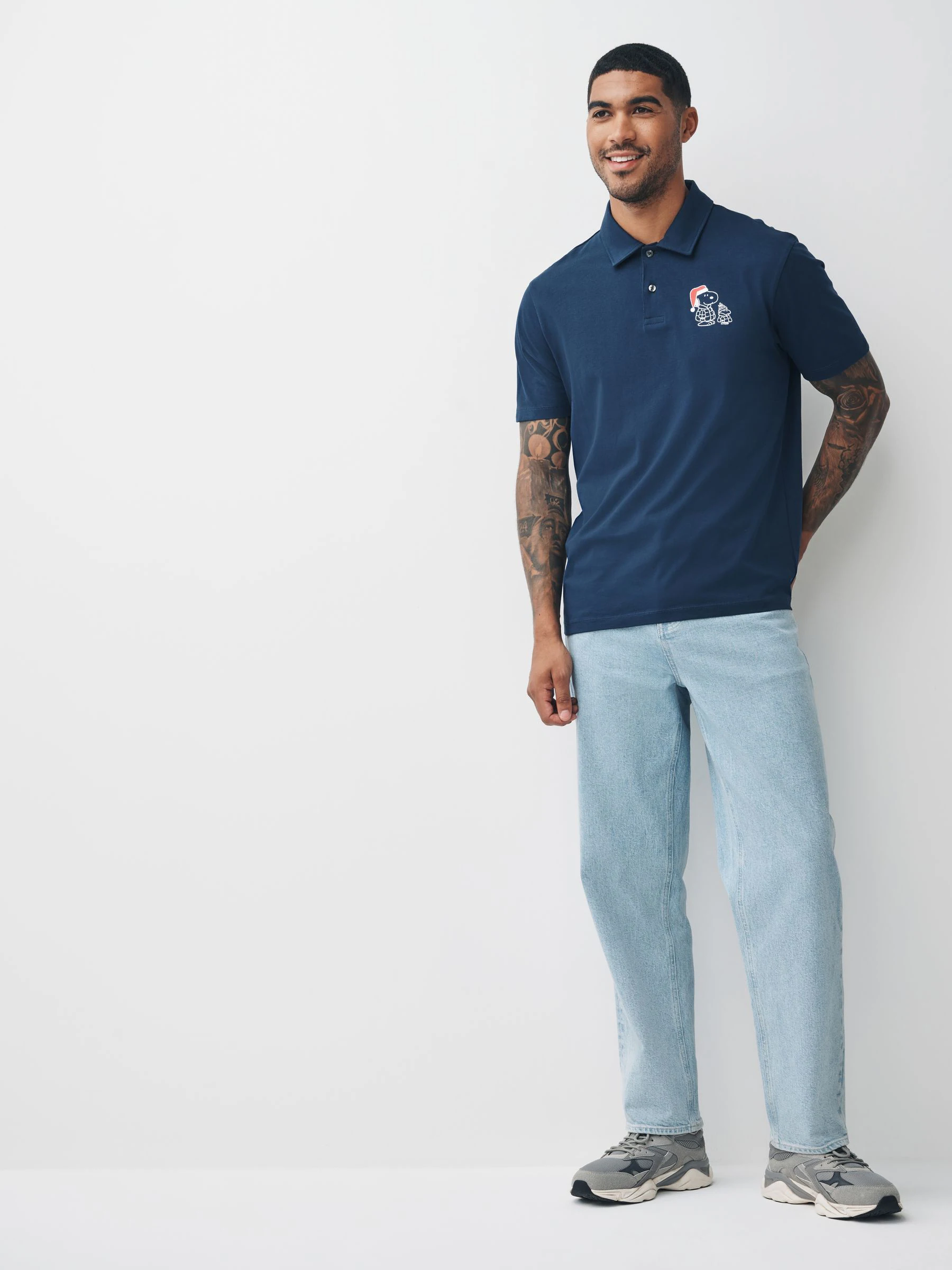 Navy Blue Snoopy - Kerstpoloshirt