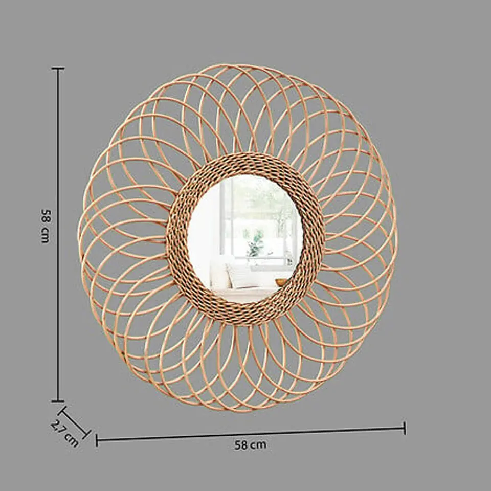 Rozet spiegel - Rotan - Beige