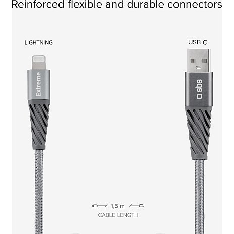 SBS lightning kabel 1.5 m - Sølv