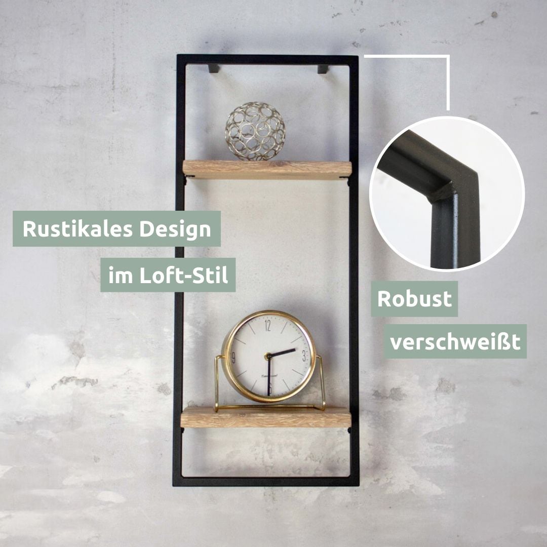 holz4home Wandregal 30 x 70 cm Eiche geölt mit Baumkante