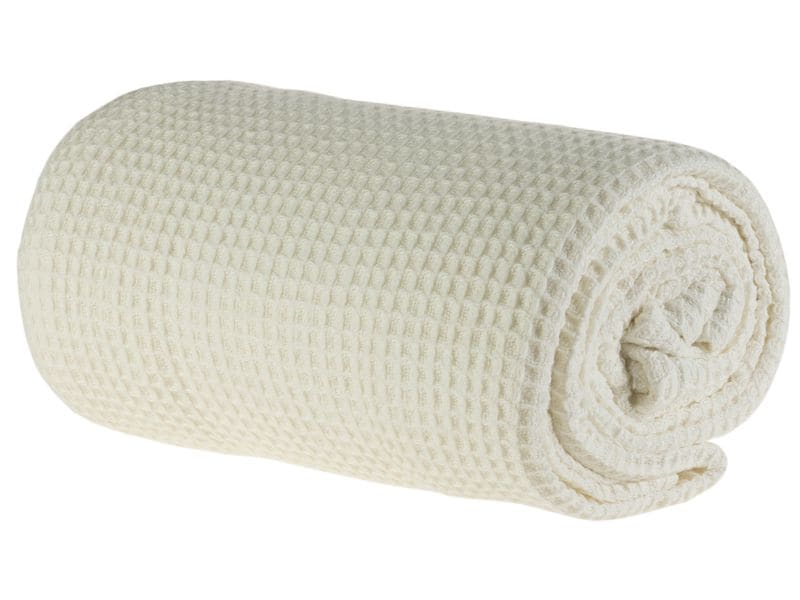 COCON Decke Waffeltuch 150 x 200 cm, Ecru Komfortable und luftdurchlässige Decke aus Baumwolle