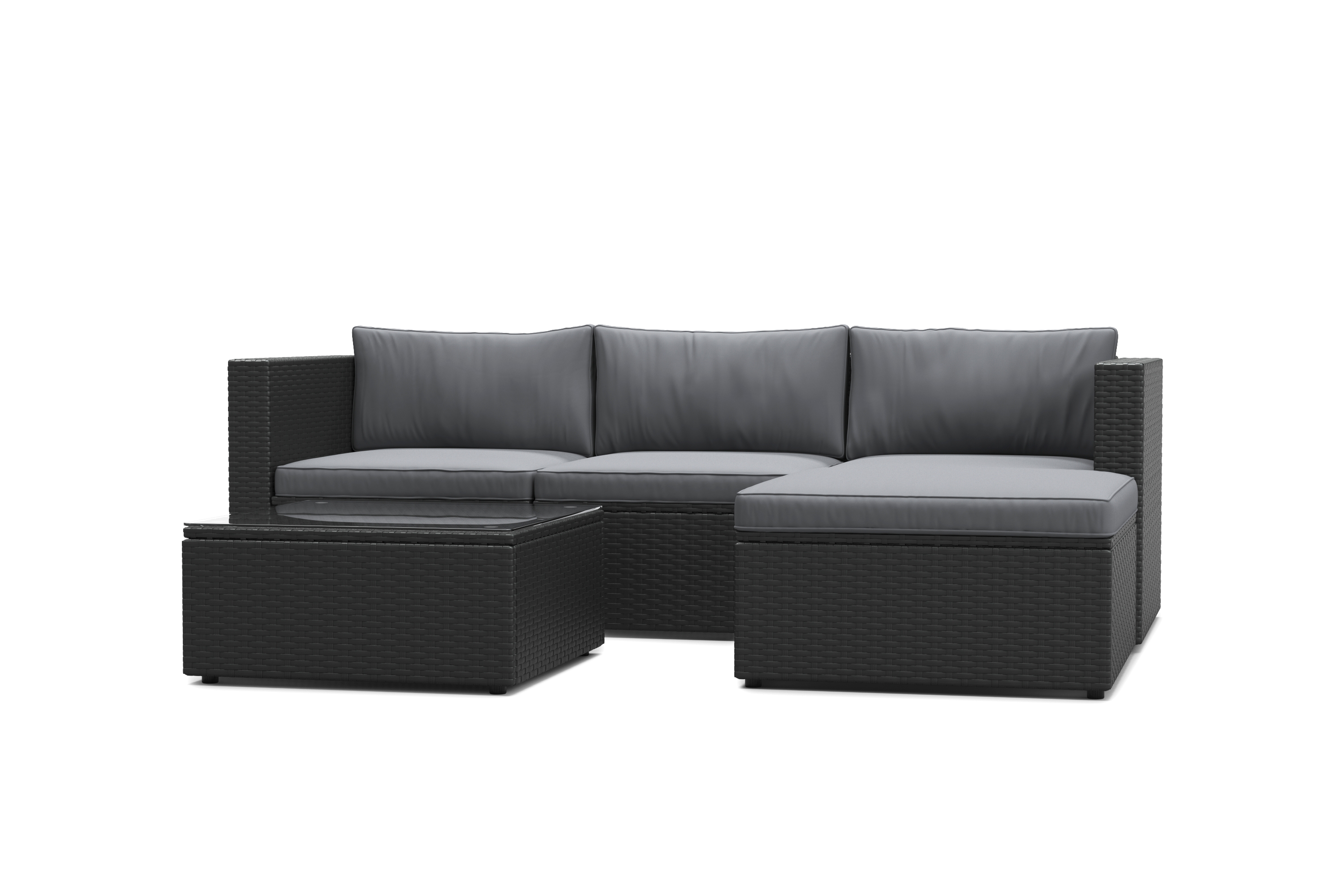 Rattanlounge MALIBU schwarz/anthrazit