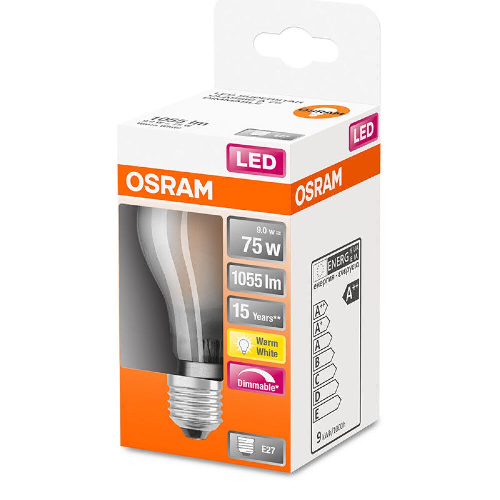 LYSPÆRE OSRAM SST CLAS A DIMBAR LED E27 9W