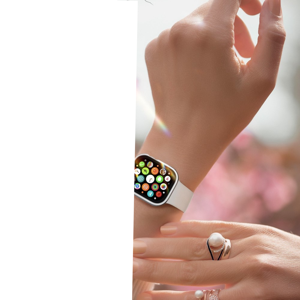 Apple Watch (41mm) Hardcase Bumper Hülle mit Galvanisiertem Rahmen   Display Schutzglas - Silber