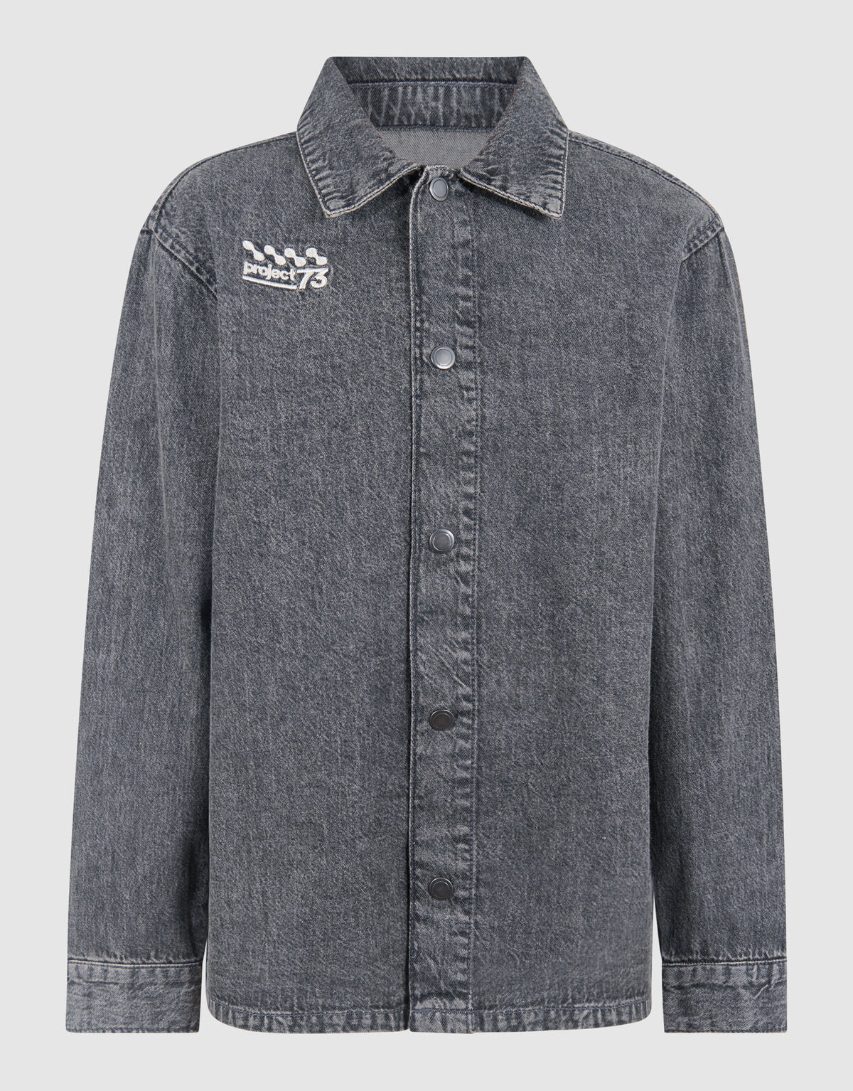 Denim Washed Overshirt Donkergrijs