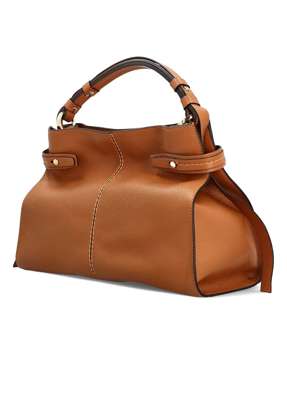 PORTE MAIN ANTOINETTE CUIR CAMEL