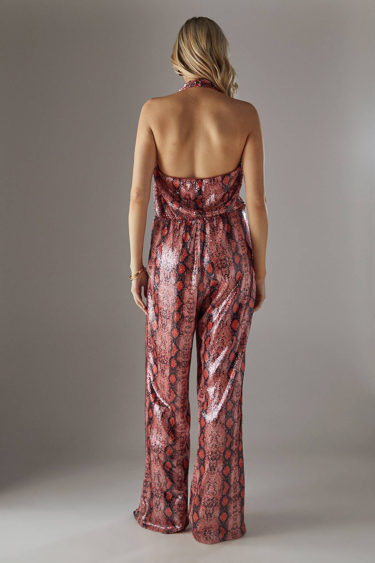 Warehouse Combinaison à Col Bénitier Taille Basse Motif synthétique Pailleté