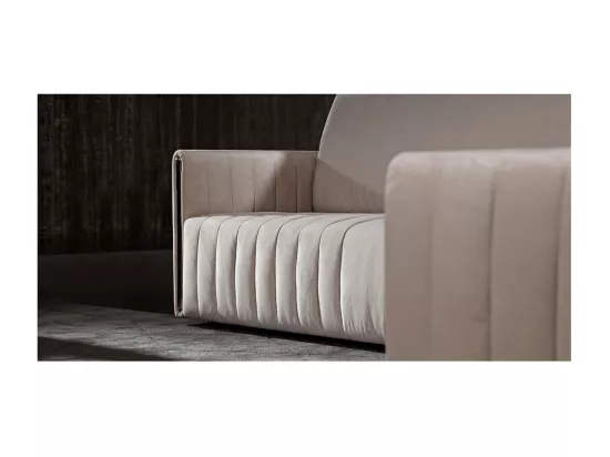 Canapé 3 places en velours PRISME - Beige