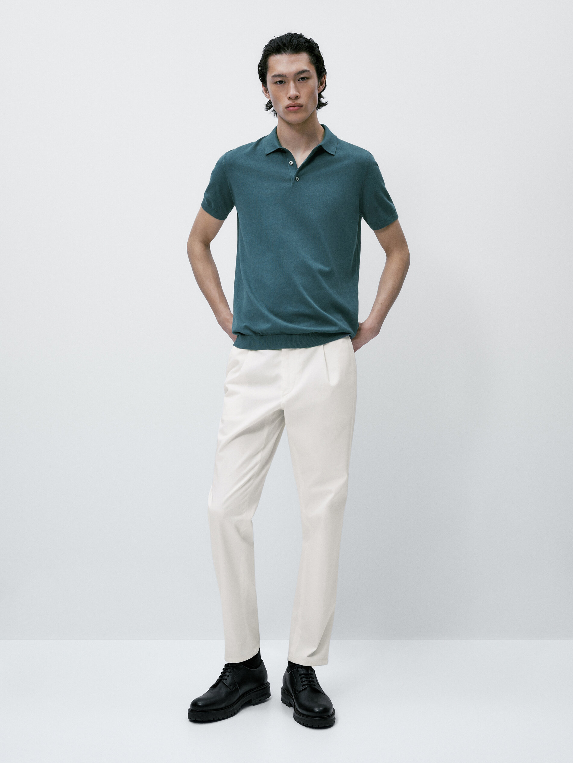 Camisa polo de manga curta estilo mangá - Azul escuro