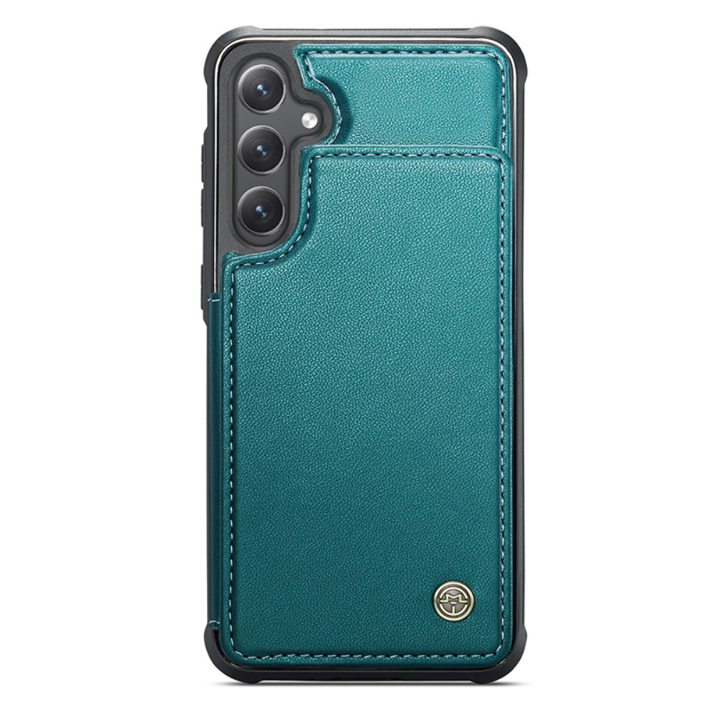 Samsung Galaxy S23 FE Leder Hülle mit Kartenfächern im Litchi Look   Kickstand (RFID Schutz) - Grün