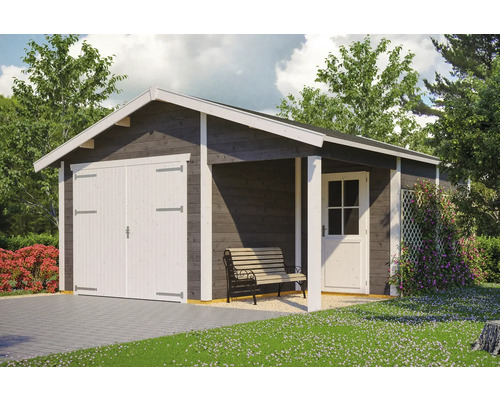 SKAN enkele garage, hout, Varberg 2, 540 x 585 cm, leisteen