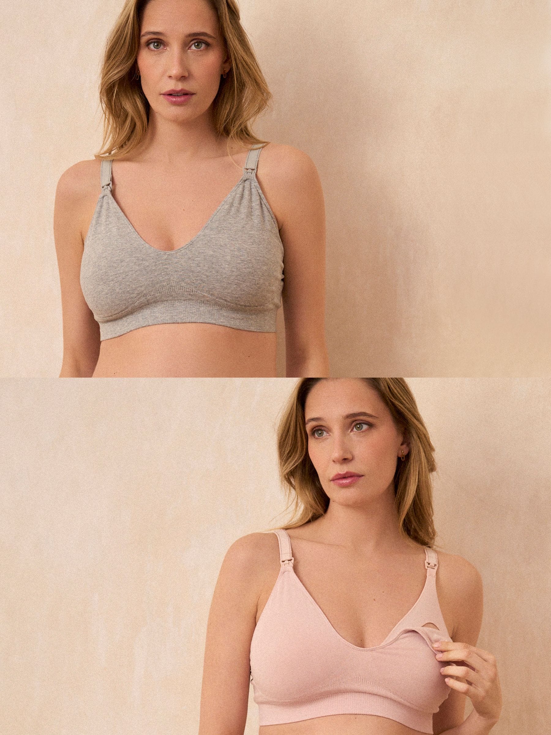 Grijs en poederroze - Seraphine Black & White Maternity & Nursing Bras – Twin Pack