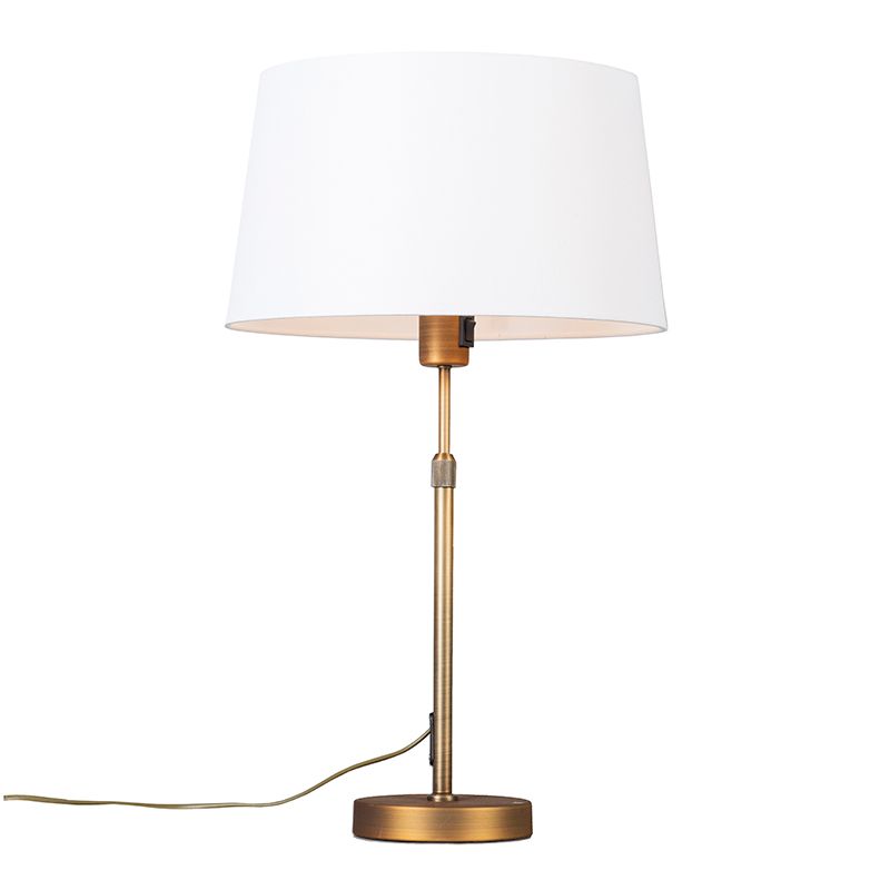 Tafellamp brons met kap wit 35 cm verstelbaar - Parte