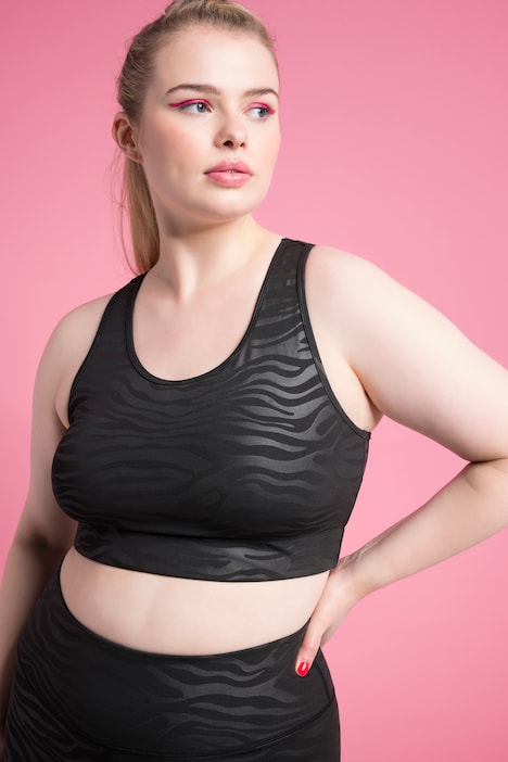 Sport BH, herausnehmbare Softschalen, Zebra-Muster, Unterbrustband