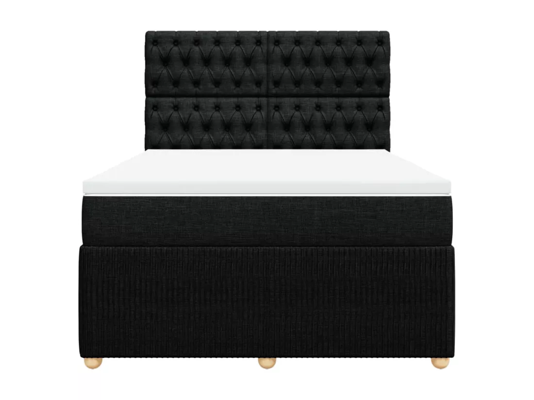 Sommier à lattes de lit avec matelas Noir 160x200 cm Tissu