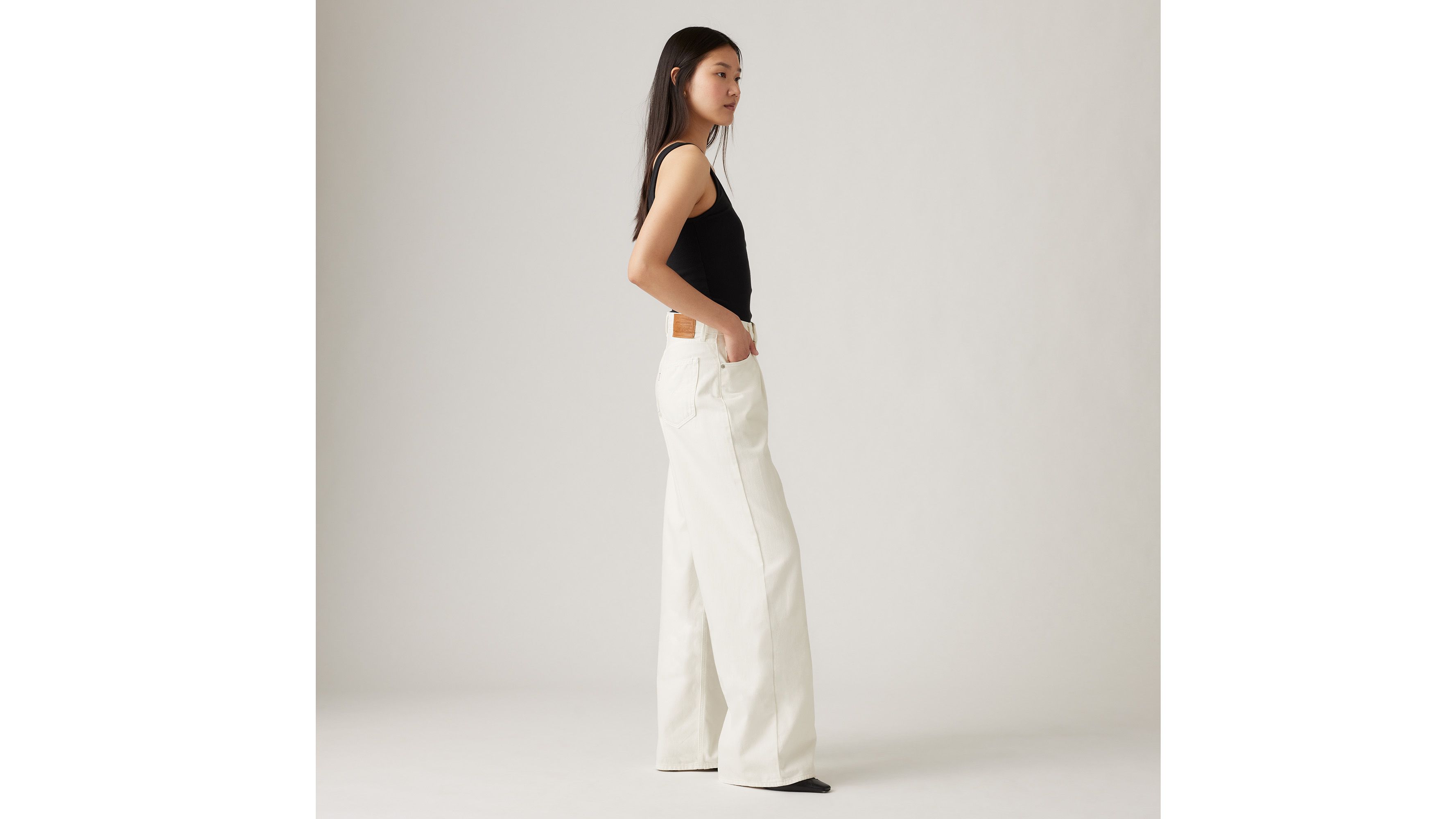 Jean Baggy Dad Wide Leg Lightweight - Serenity Now - Blanc