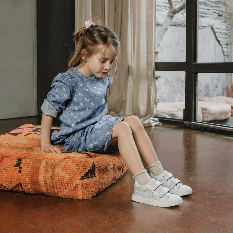 Shoesme sneaker met lila bloemenprint Microfiber leer | Meisjes schoenen