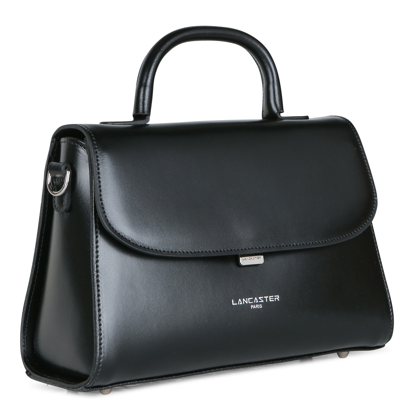 SUAVE EVEN - Sac à rabat en cuir lisse| Noir