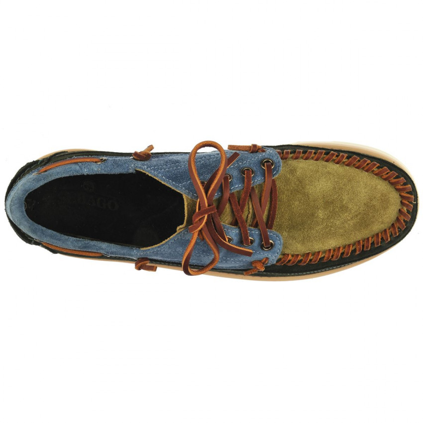 CAYUGA Green Dk Depths-Mocassin tricolore en daim graissé pour homme