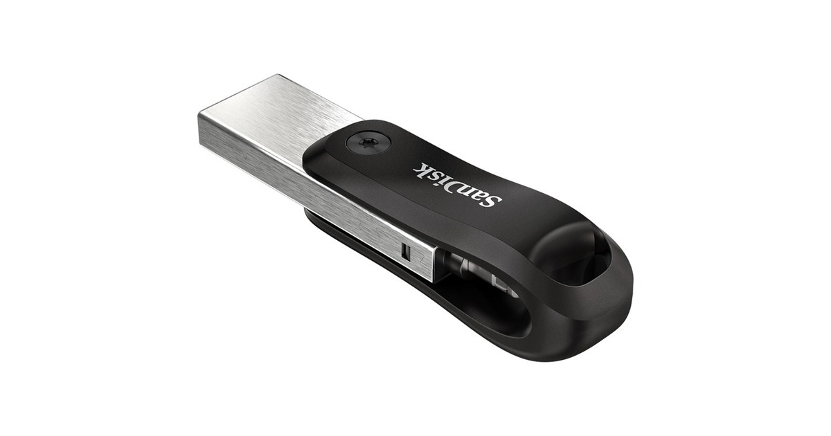 SanDiskiXpand Go 256 GB usb-stick  (Zwart/zilver, USB-A 3.2 Gen 1, Apple Lightning Connector)