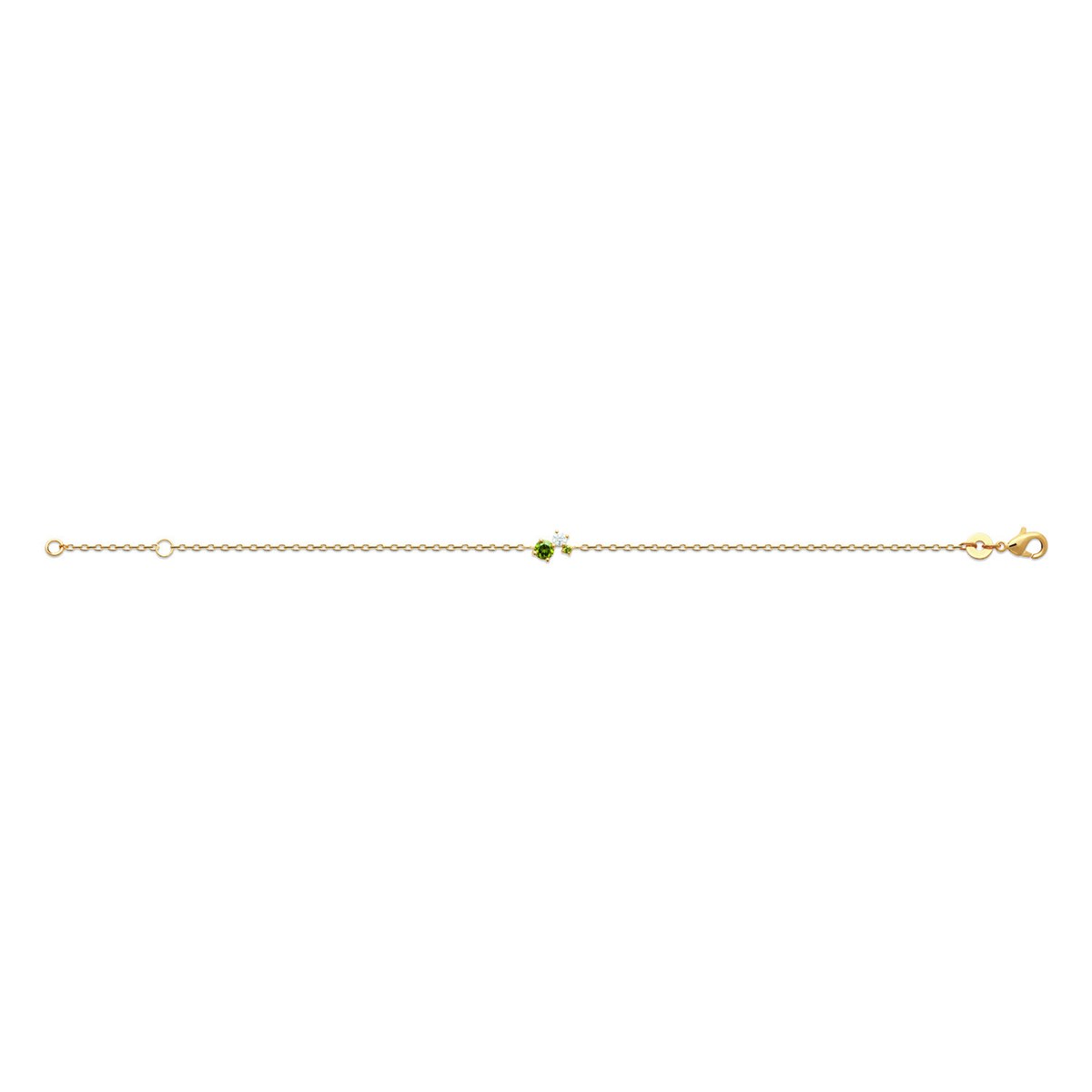Bracelet Brillaxis plaqué or oxyde vert et blanc
