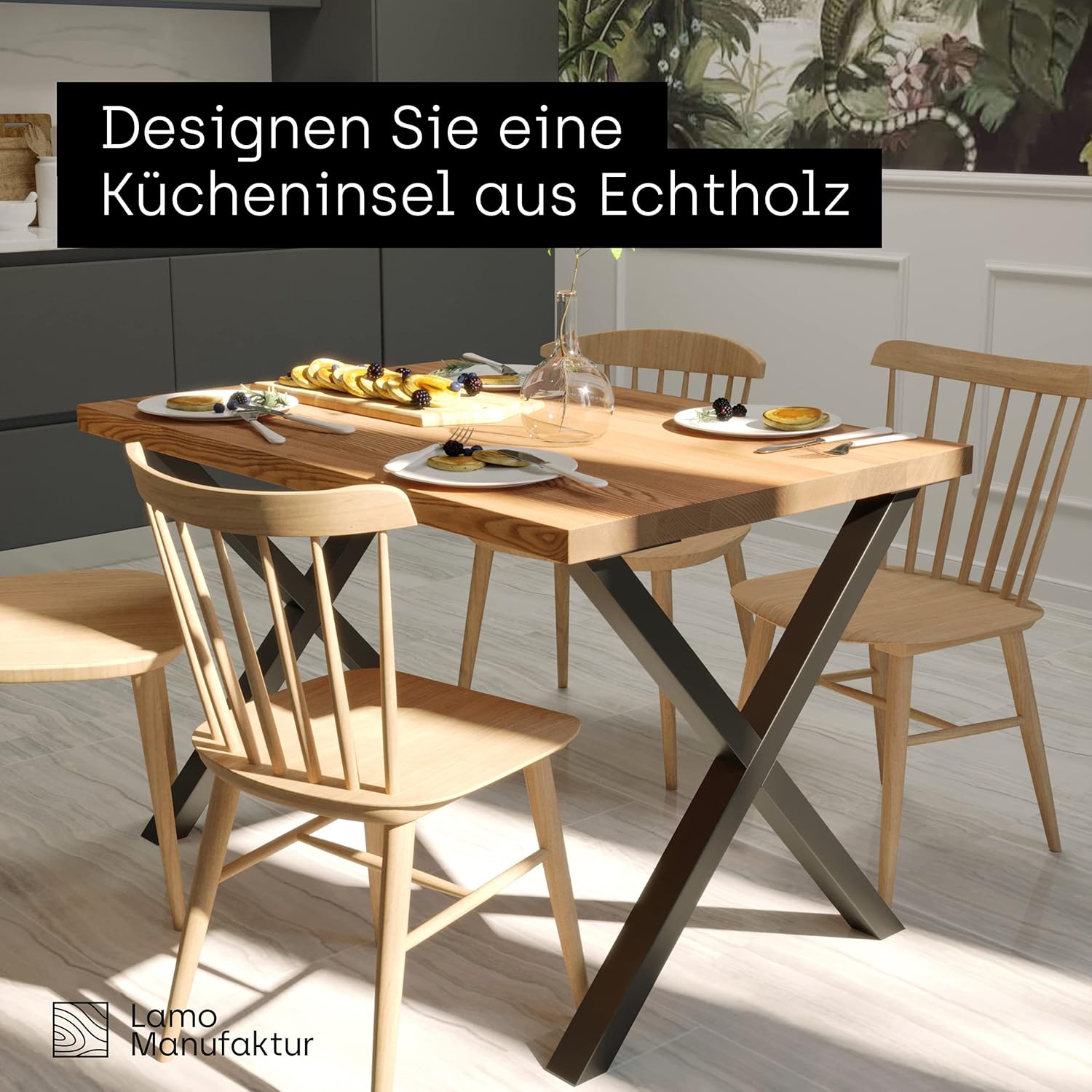 LAMO Manufaktur Tischplatte Wohnzimmertisch Schreibtischplatte Arbeitsplatte Massivholz 100x40 cm, Roh, LHG-01-A-001-104