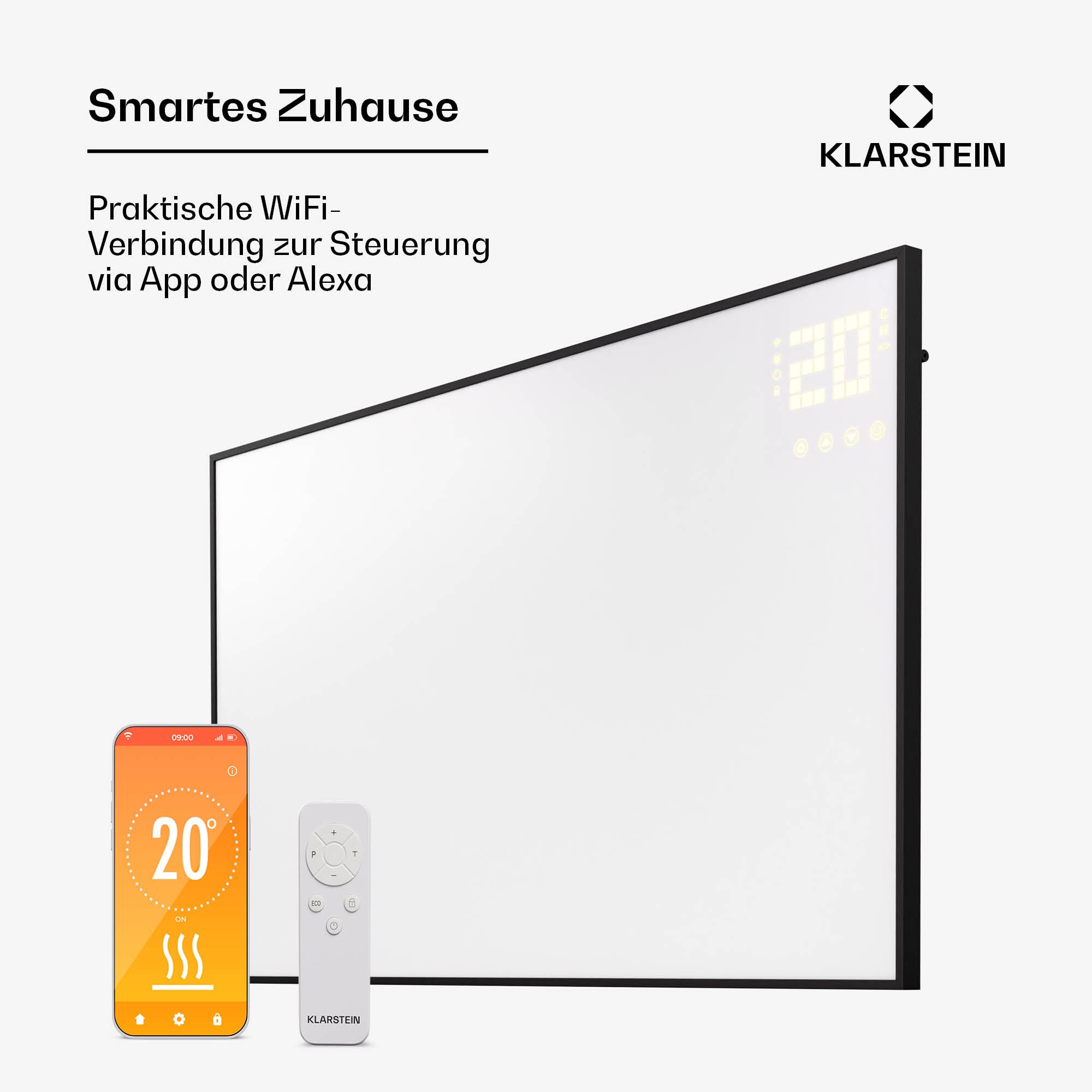 Wonderwall Smart Bornholm Infrarotheizung 110x65cm App 600W 600 W Schwarz
