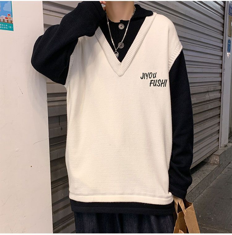 Whyessa - Inset Vest Polo Neck Sweater
