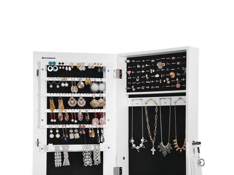 Songmics Schmuckschrank 41,1 x 36,5 x 151.5 cm Standspiegel mit Stauraum für Schmuck