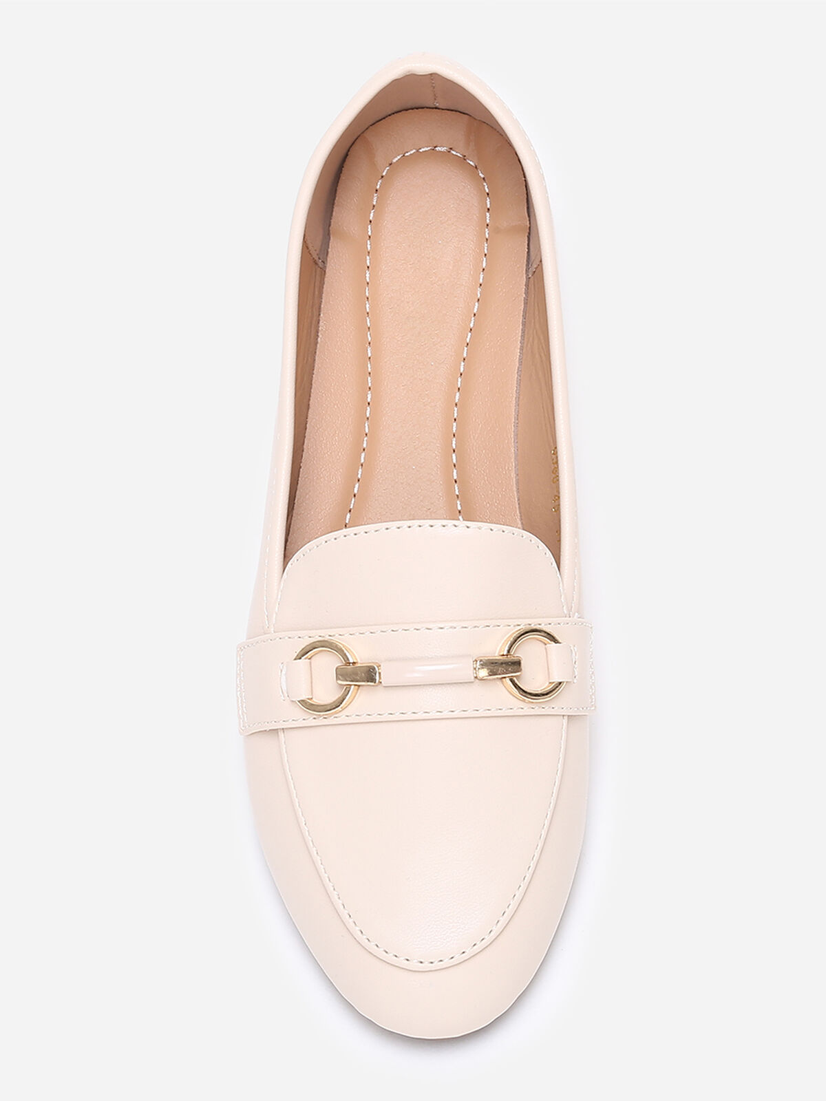 Mocassins arrondis à bride- Beige