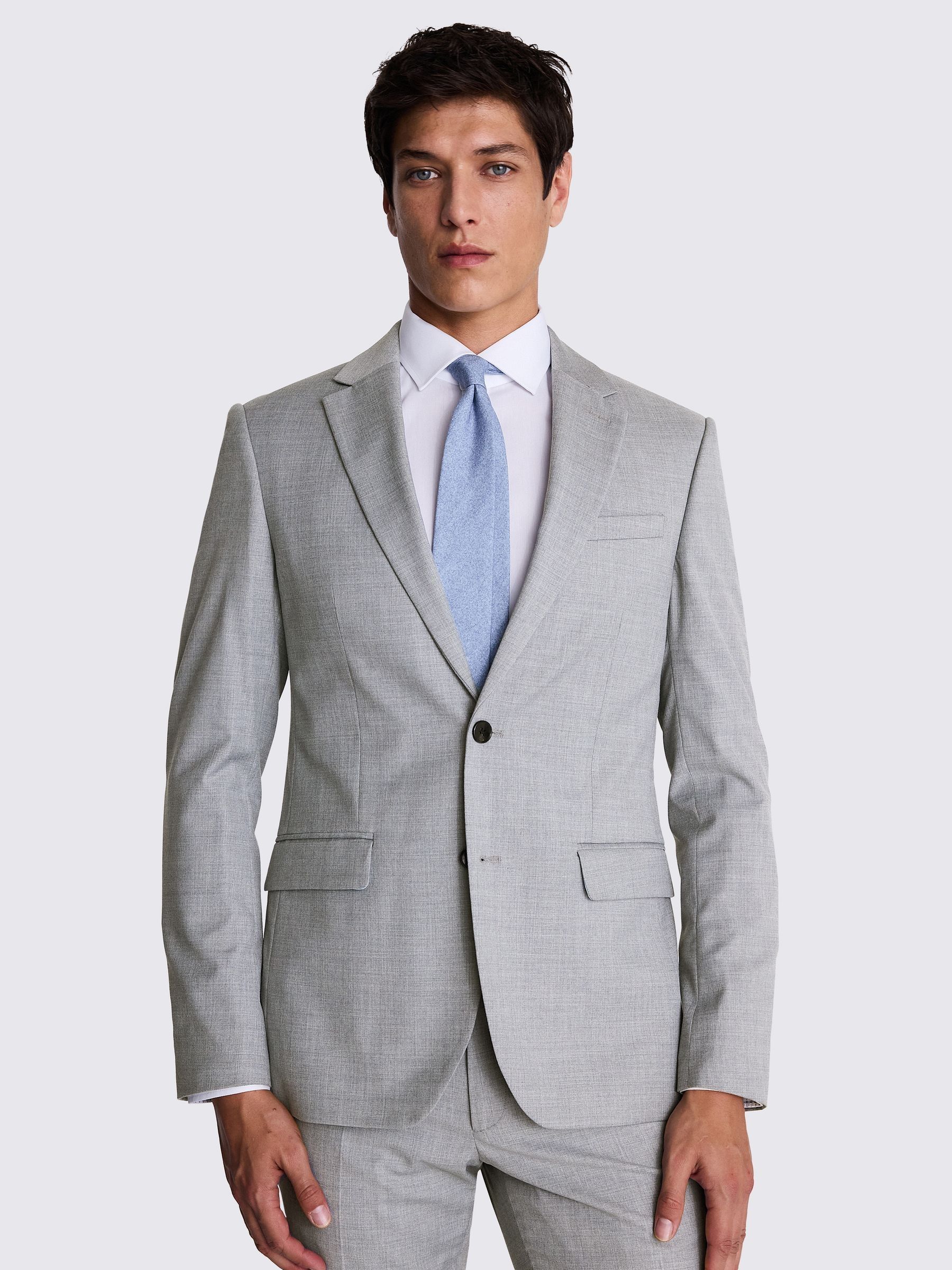 Grijs - MOSS Slim-fit stretchcolbert