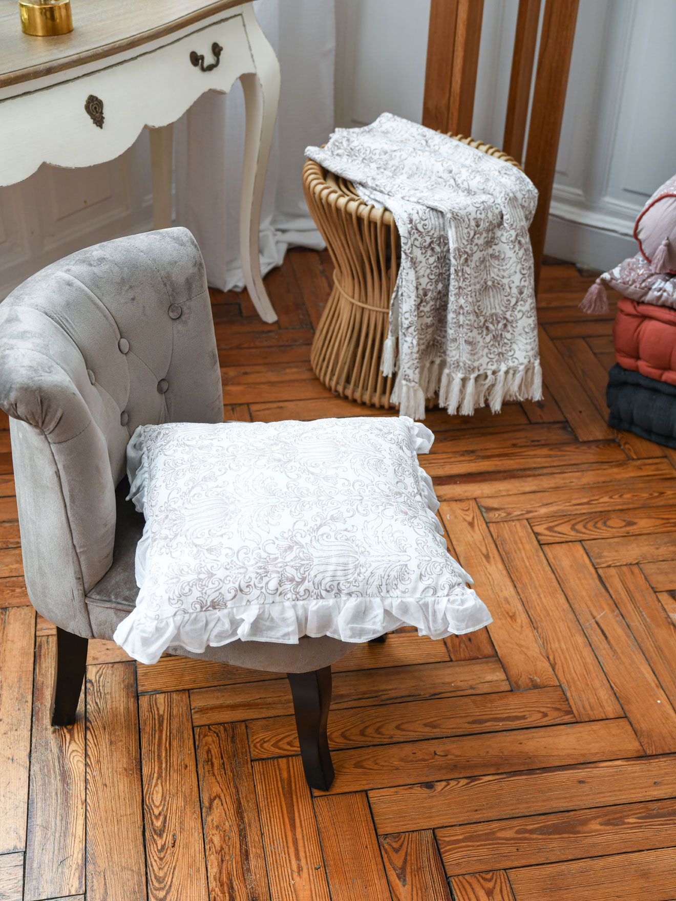 Plaid à franges imprimé baroque