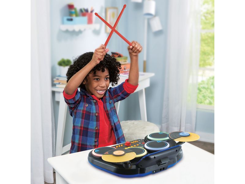 Vtech Musikspielzeug Kidi DJ Drums -FR- Elektronisches Schlagzeug mit coolen Leuchteffekten und realistischen Schlagzeuggeräuschen