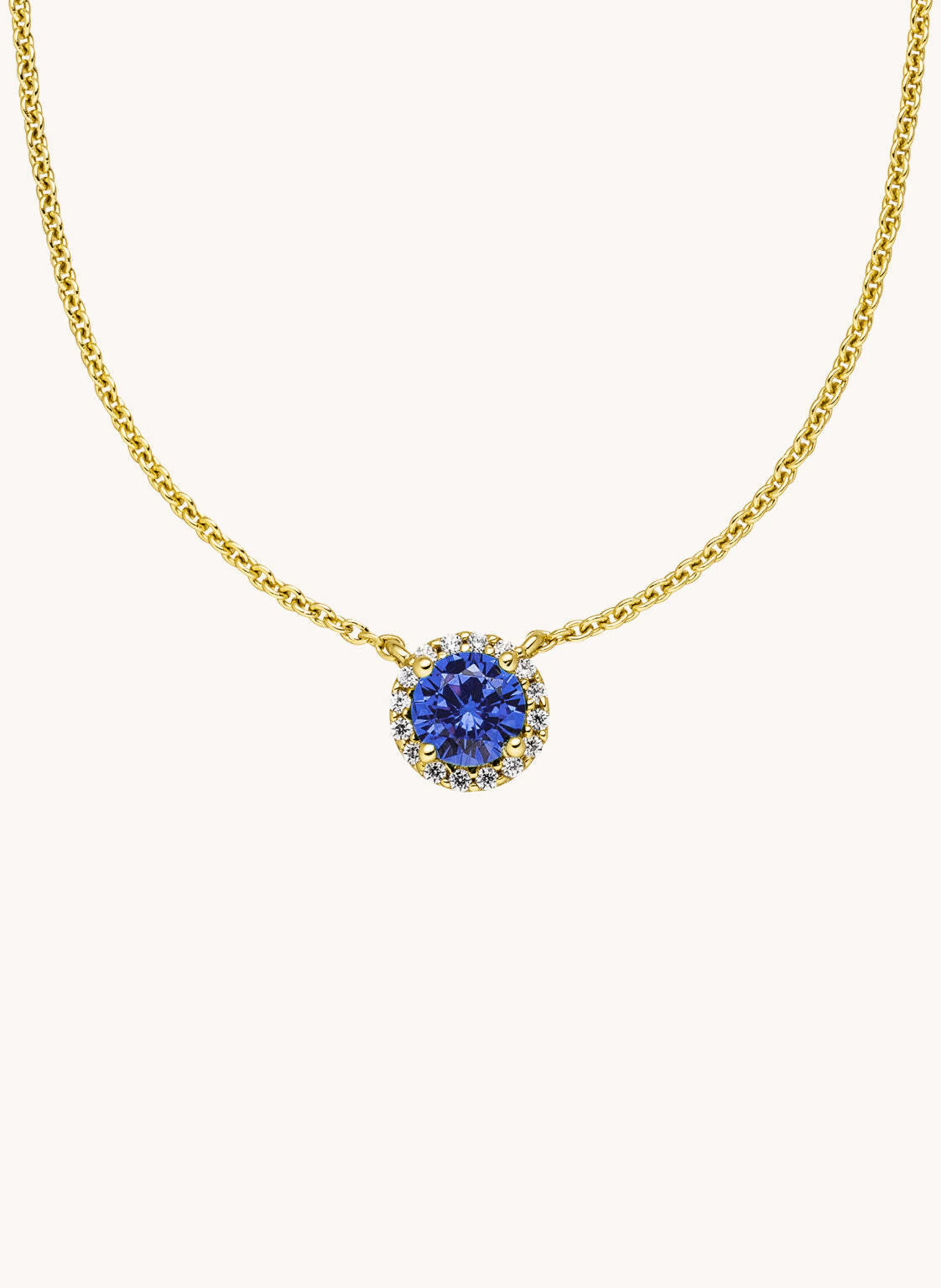 VEYNOU Halskette AVA aus 14 Karat Gelbgold und 0,50ct. lab-grown Saphir und Diamanten