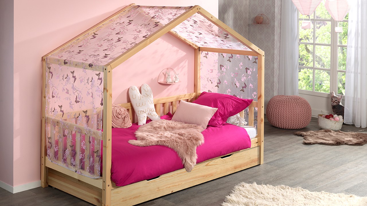 Huisbed Dallas met slaaplade en textielset naturel