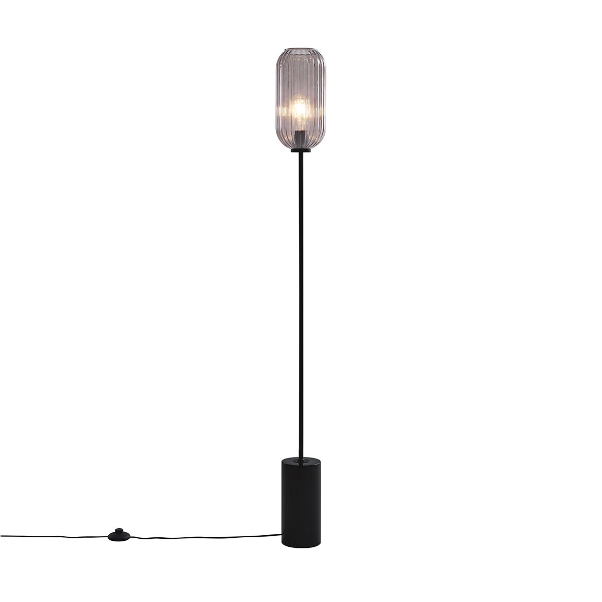 QAZQA - Art Deco vloerlamp | Staande lamp | Lamp | Licht, zwart met rookglas - Rid | Woonkamer | Slaapkamer - Langwerpig - LED-compatibel E27
