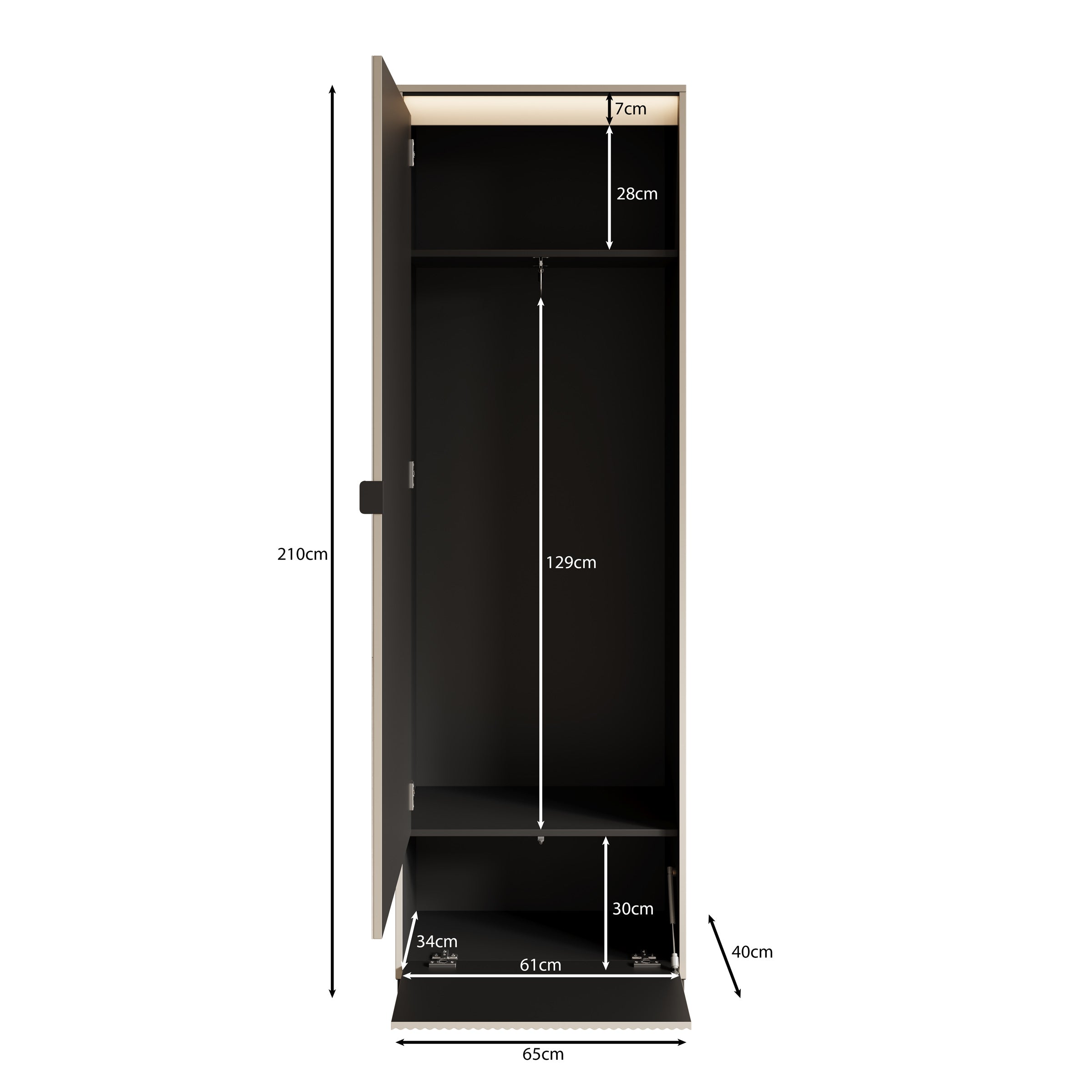 Timoteo - Halkast met deur - Beige - 65x40x210 cm