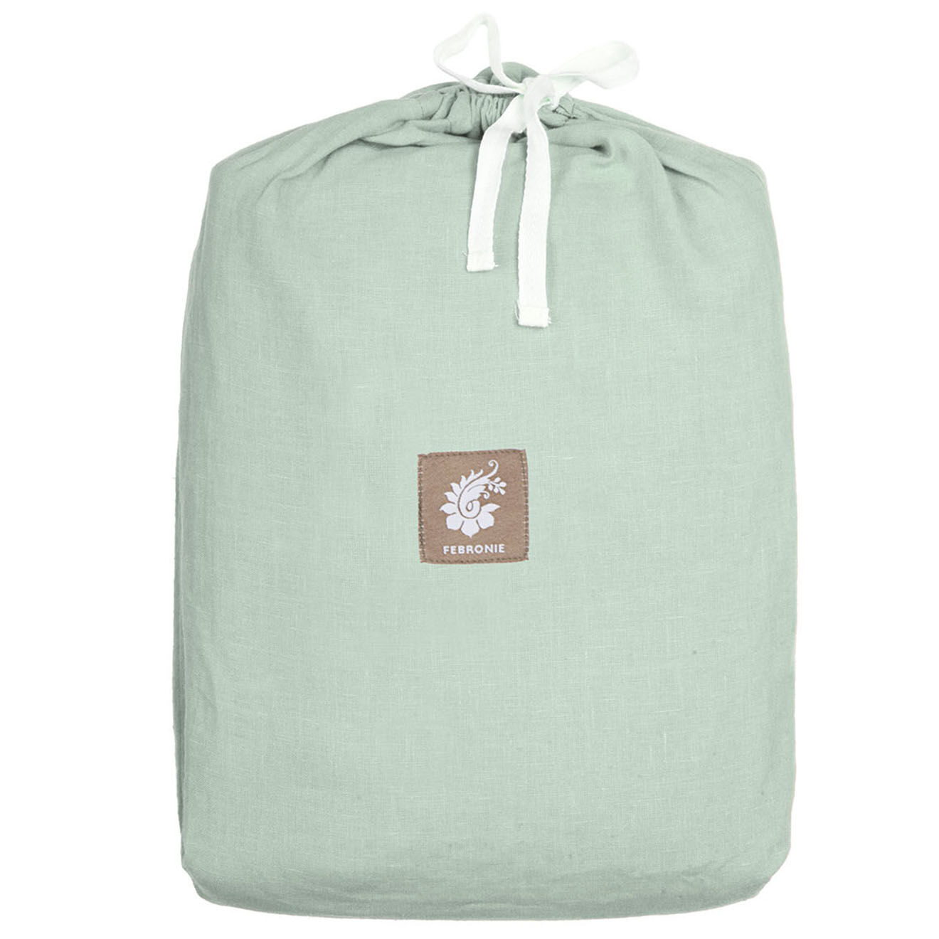 Febronie Drap housse 100% Lin Hortense vert amande