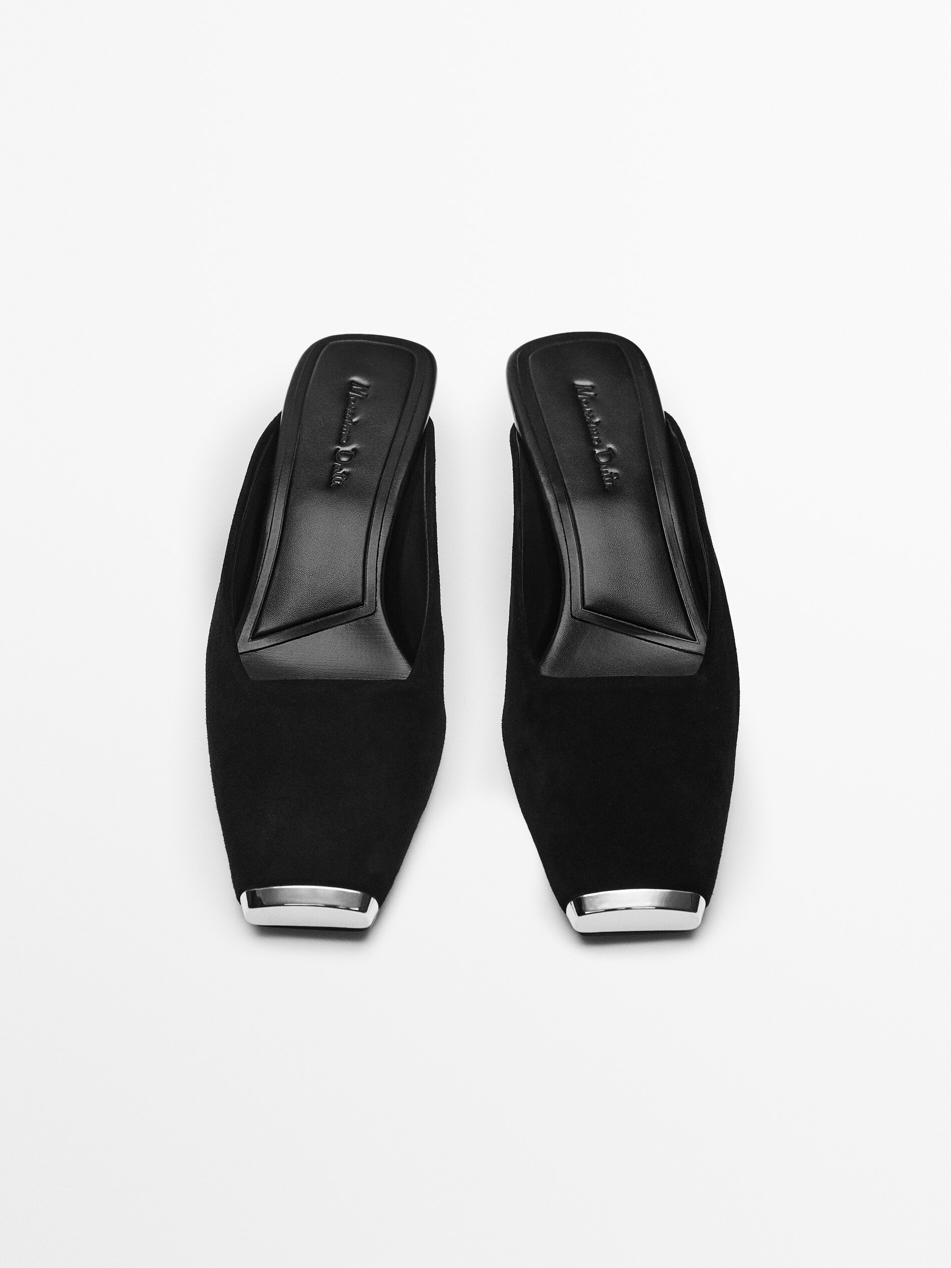 Ponta de metal Zapato tacón piel - PRETO