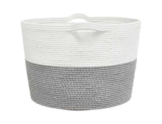 VIDAXL - Panier à linge gris et blanc ø60x36 cm coton