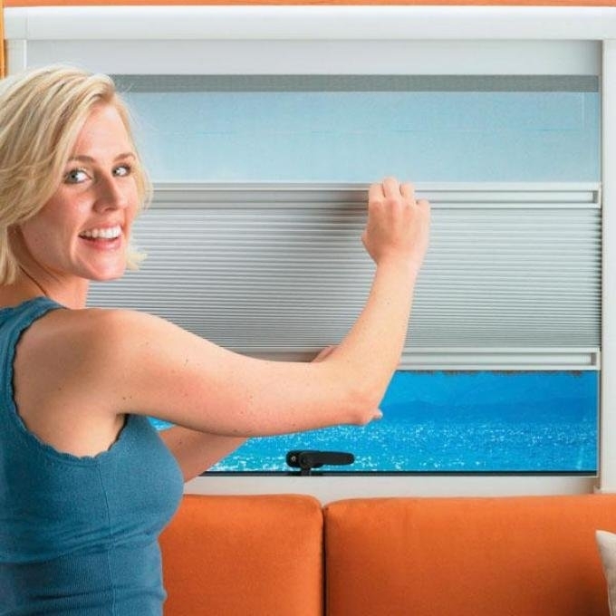 Kassettenrollo weiß 1700 x 845 mm, Softrollo mit einer Laufschiene