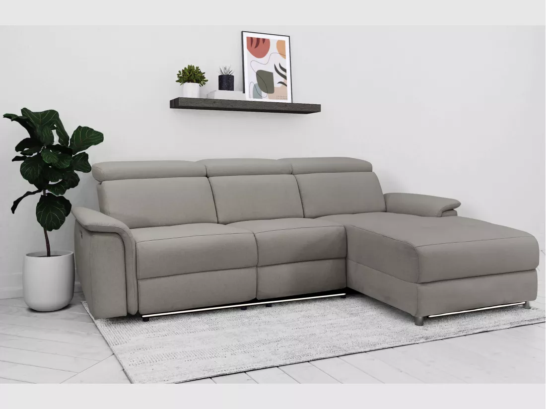 Pareli | Canapé 3 places avec fonction manuel tissu gris