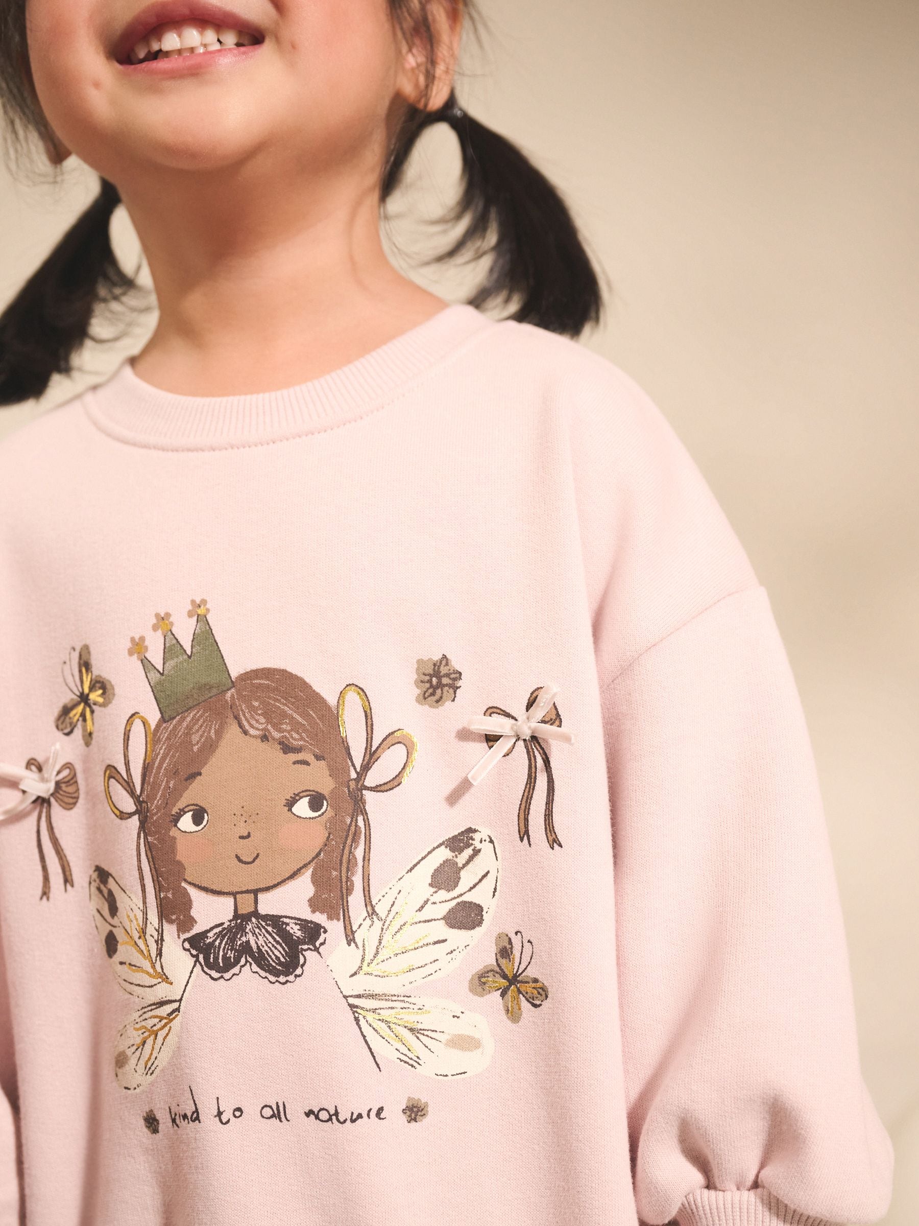 Lichtroze fee - Set van sweatshirt en uitlopende legging (3mnd -7jr)