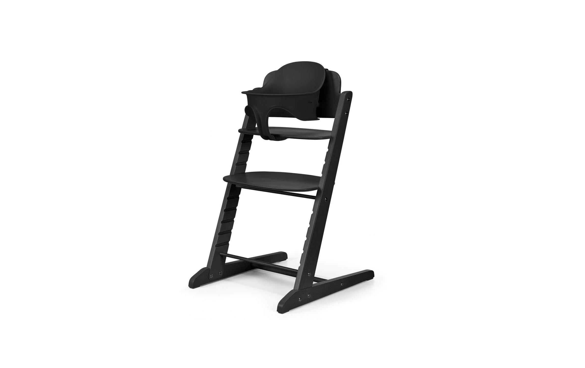Treppenhochstuhl Iris 3in1 Schwarz<br>Höhenverstellbarer Hochstuhl aus Holz für Kinder und Erwachsene