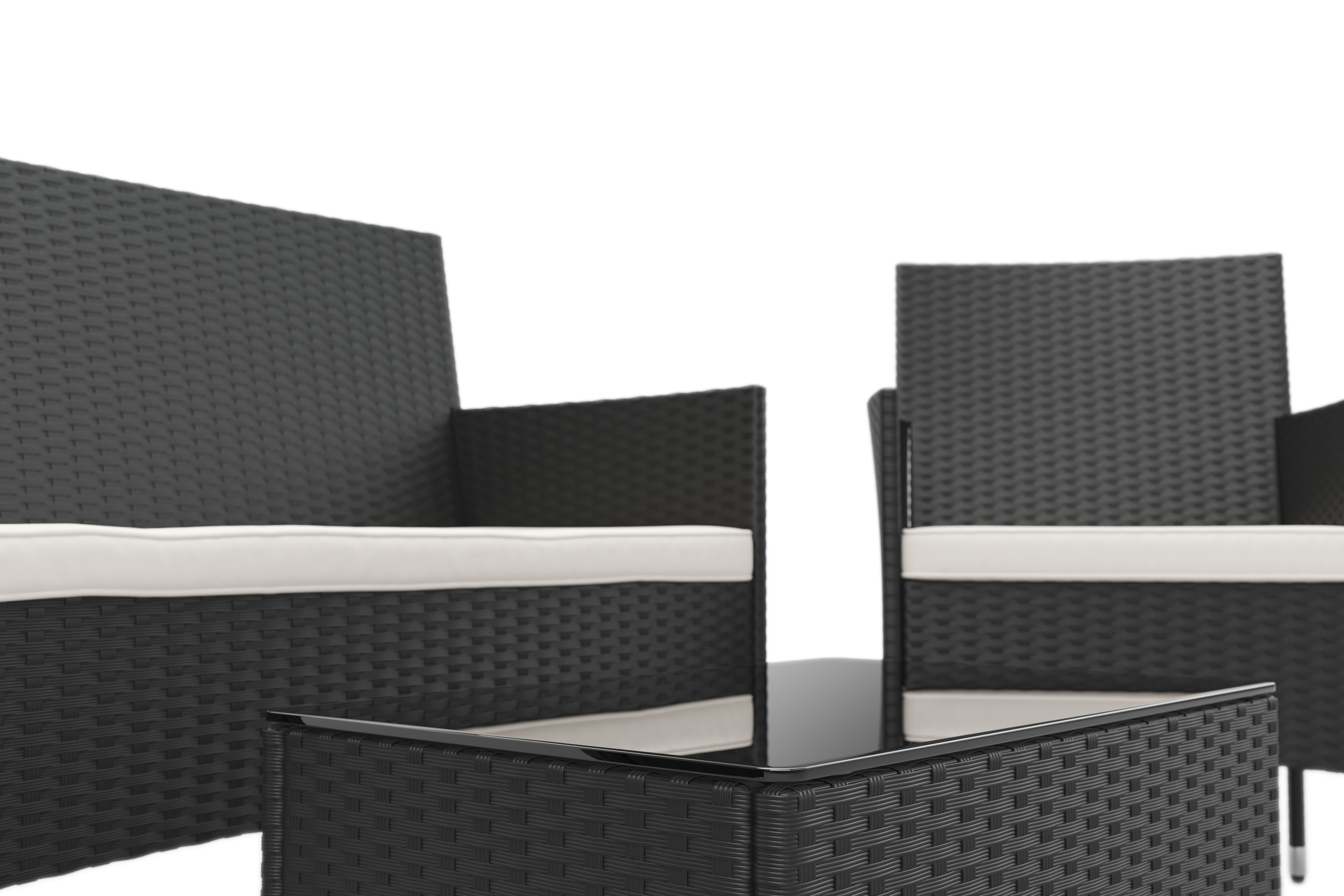 Gartenset Rattan MALIA schwarz/weiss