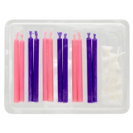 Idena Partykerzen - 12er Set, bunte Flamme, rosa/lila