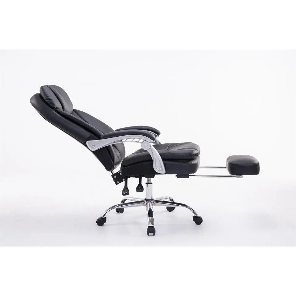 CLP Bureaustoel XL Troy chroom Frame - Kunstleer - zwart