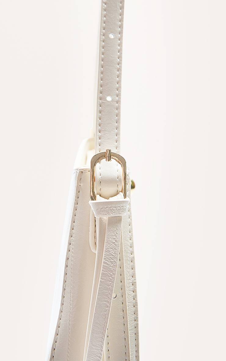 Crème Sac À Épaule Perlé Incurvé Effet Croco