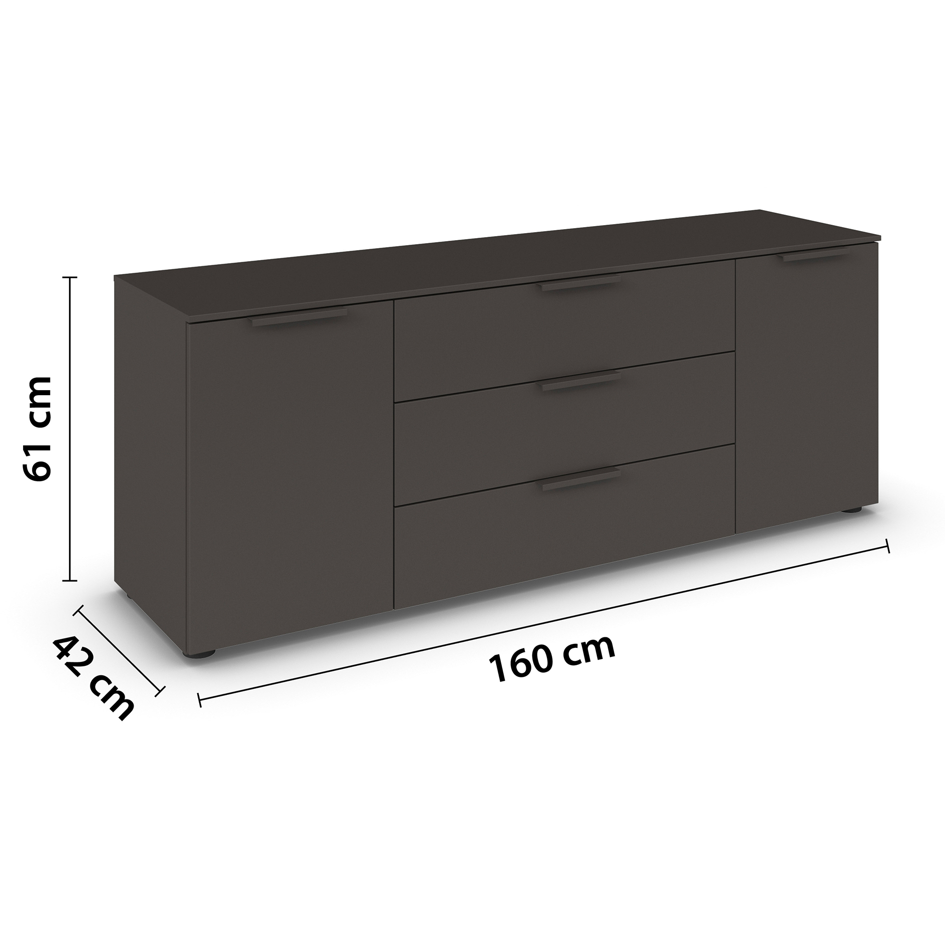 Lowboard - graphit - 160 cm