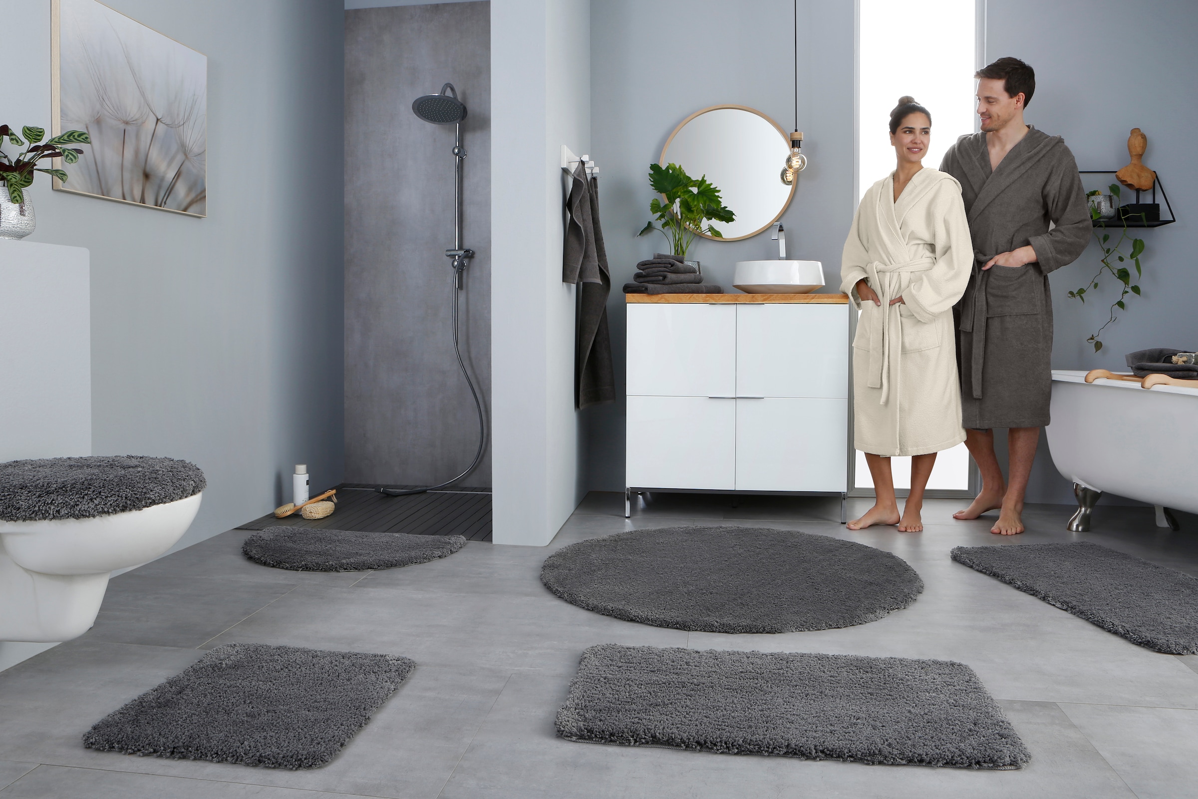 my home Badematte »Sanremo, Badvorleger, Badezimmer Teppich, sehr weich« Höhe 30 mm rutschhemmend beschichtet fussbodenheizungsgeeignet | schnell trocknend Badteppich, unifarben, rechteckig, rund & als 3-tlg. Set erhältlich